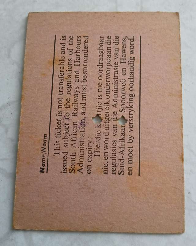 SAS / SAR Train Ticket - monthly 1963