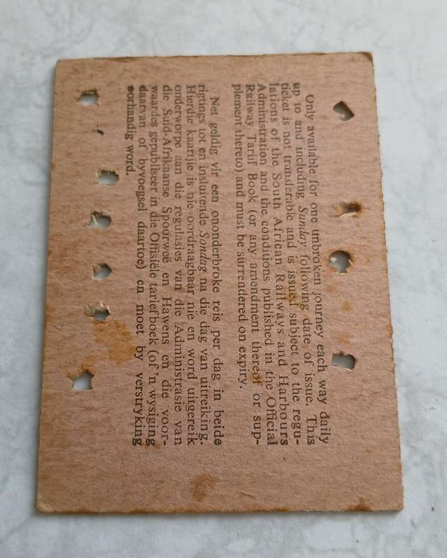 SAS / SAR Train Ticket - weekly 1961