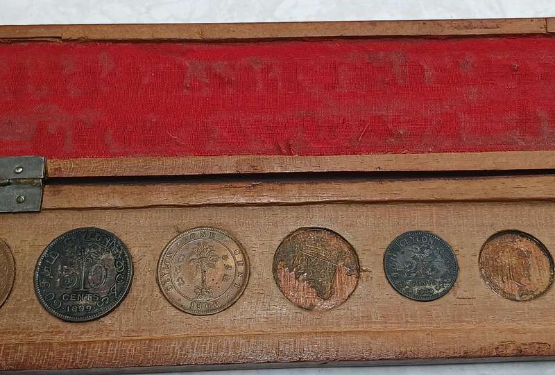 Boer War POW Handcraft - Box with Coins - Ceylon