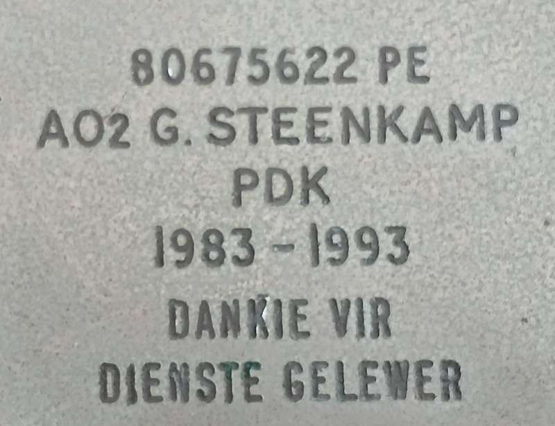 Plaque 1983 - 1993