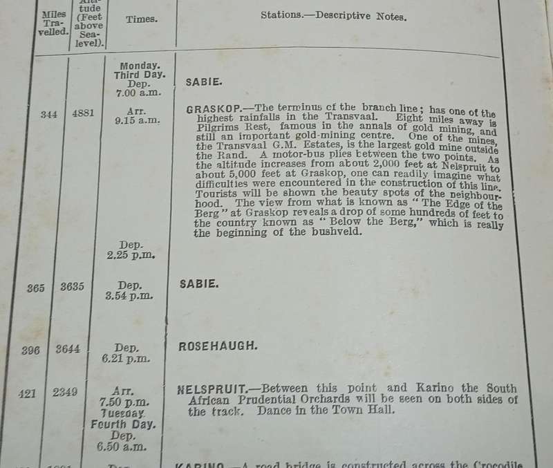 SAR&H / SAS&H Tour Transvaal 1930
