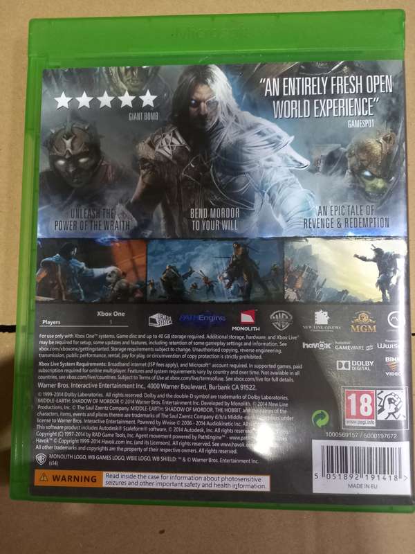 Shadow Of Mordor: Game of the Year (Xbox One)
