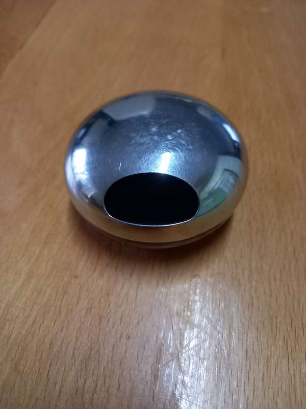 Danish Georg Jensen Orb Egg Sculpture Ashtray Chrome Brass Paperweight Bowl Ball