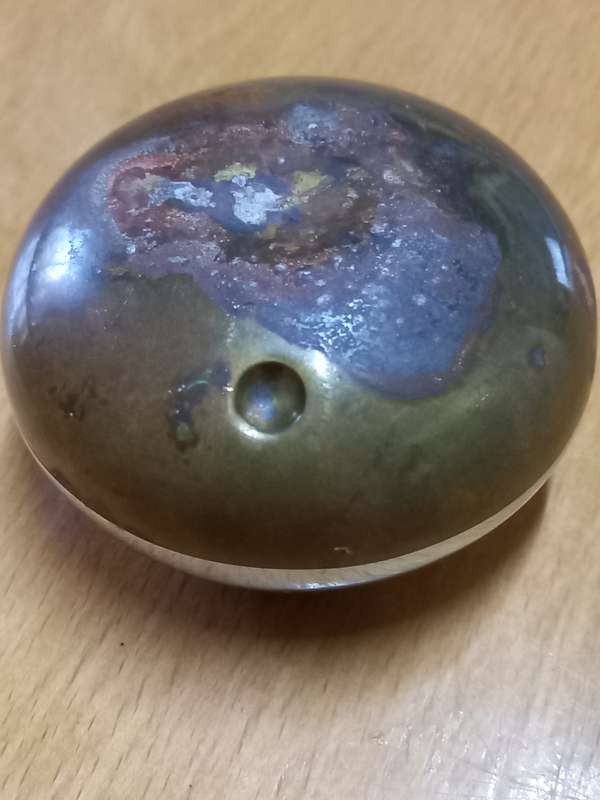 Danish Georg Jensen Orb Egg Sculpture Ashtray Chrome Brass Paperweight Bowl Ball