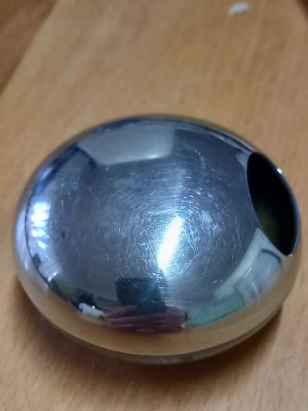 Danish Georg Jensen Orb Egg Sculpture Ashtray Chrome Brass Paperweight Bowl Ball