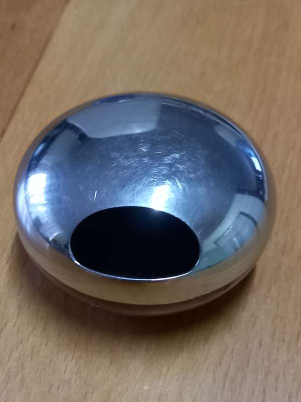 Danish Georg Jensen Orb Egg Sculpture Ashtray Chrome Brass Paperweight Bowl Ball