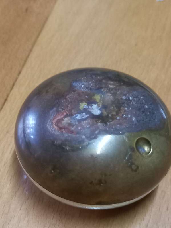 Danish Georg Jensen Orb Egg Sculpture Ashtray Chrome Brass Paperweight Bowl Ball