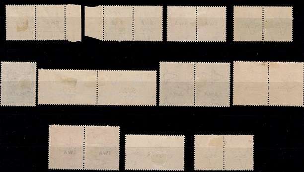 SWA 1941-43 Large War Effort Oprtd set incl ½d + 4d shades VF MM