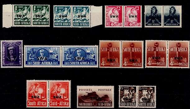 SWA 1941-43 Large War Effort Oprtd set incl ½d + 4d shades VF MM