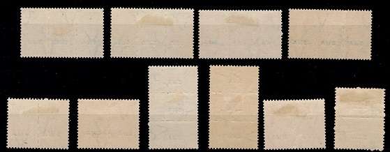SWA 1943-44 Small War Effort Basic Oprtd set incl. ½d + 1d shades & 1s small ovprt, VF MM