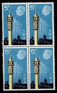 SWA 1971 10th Ann of RSA 5c Blk of 4, VF UMM