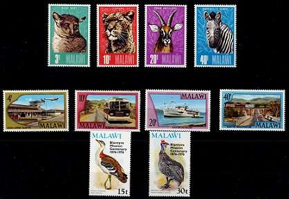 Malawi 1975 Animals, 1976 Centenary of Blantyre & 1977 Transport sets, VF UM
