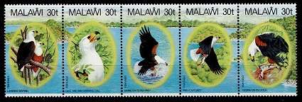 Malawi 1983 Fish Eagle strip of 5, VF UM