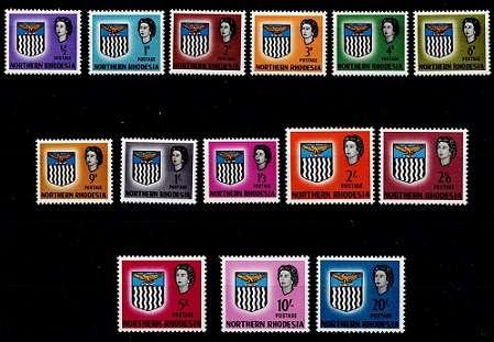 N.Rhodesia 1963 QEII Defin set complete VF UM