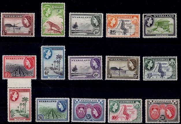 Nyasaland 1953 QEII Defin set complete VF UM