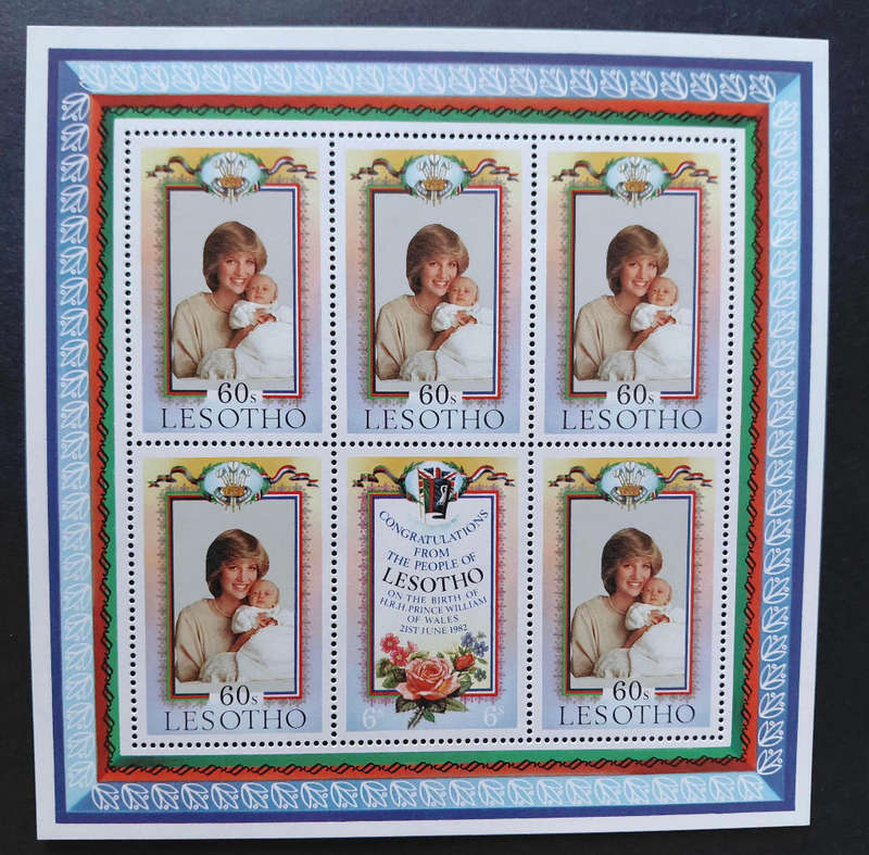 1982 Lesotho Lady DI  M/Sheet plus set of 4 MNH stamps