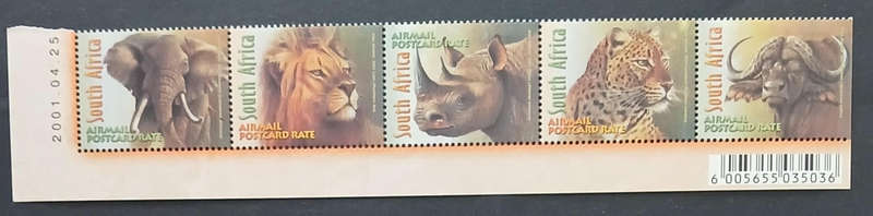 2001 Big Five strip of 5 MNH