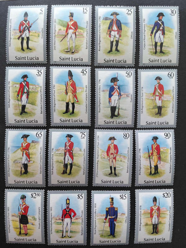1985 St Lucia Military uniforms MNH  set of 16 stamps