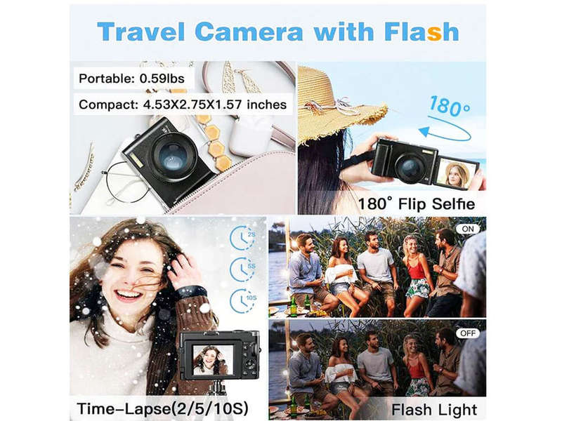 Mirrorless 4K Digital Camera with 25mm - 48MP