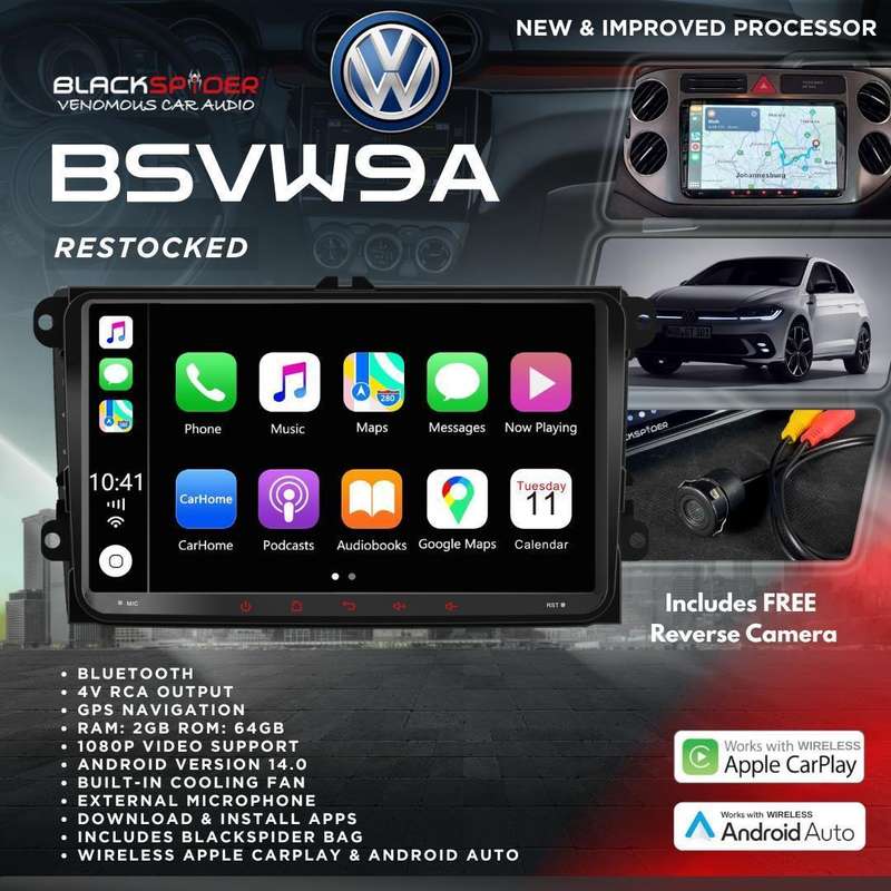 Blackspider BSVW9A Golf 5/6 Wireless Apple CarPlay Android Auto Radio