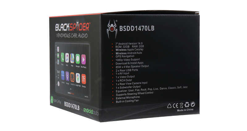 BlackSpider BSDD1470LB Double Din Radio With Apple CarPlay Android Auto Free Reverse Camera included