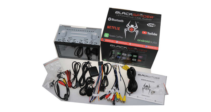 BlackSpider BSDD1470LB Double Din Radio With Apple CarPlay Android Auto Free Reverse Camera included