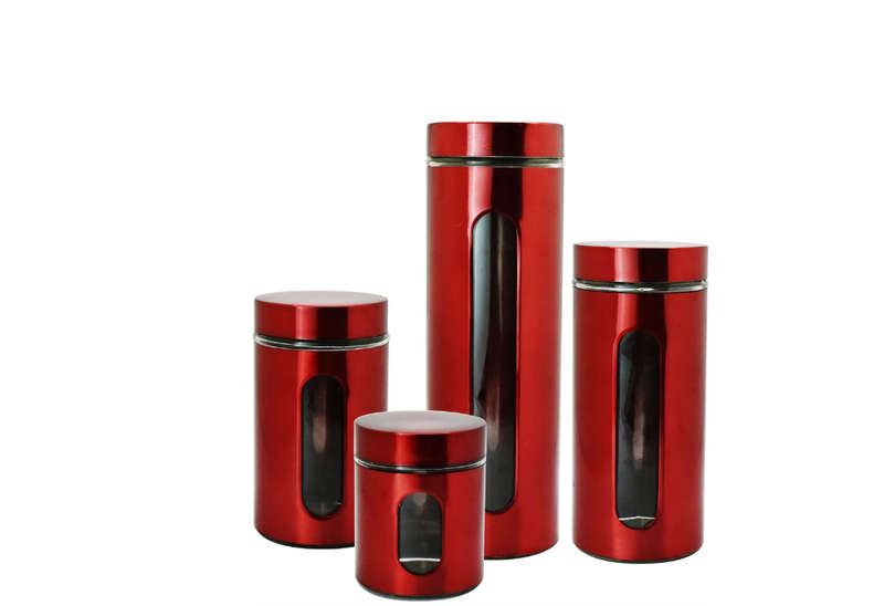 Continental Homeware 4Pcs Canister Set With Viewing Window