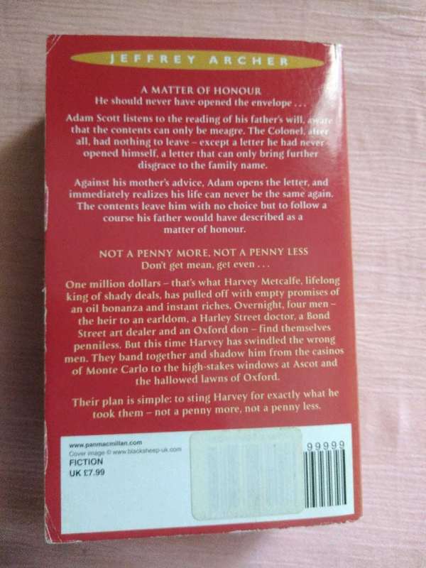 Jeffrey Archer Omnibus A matter of Honour and Not a penny more, not a penny less