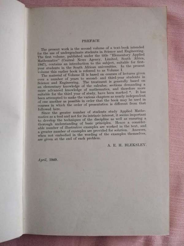A. E. H. Bleksley, D. Sc Textbook of Applied Mathematics