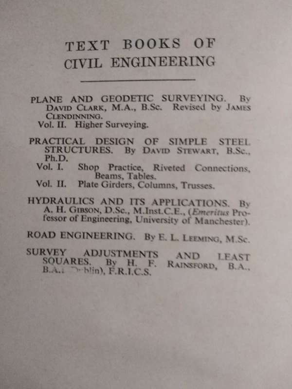 Plane and Geodetic Surveying for Engineers volume 1 and 2 by The Late David Clark