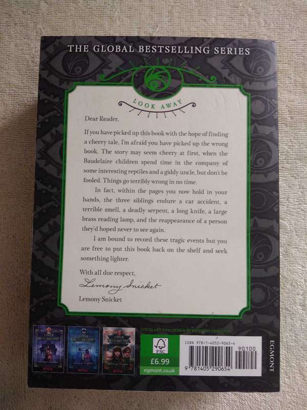 Lemony Snicket A serious of unfortunate events The Reptile Room