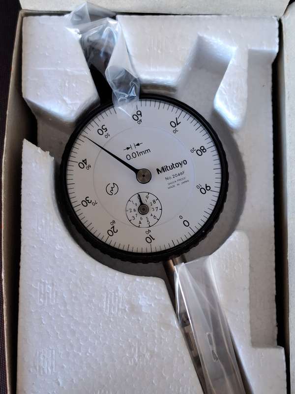 Dial Gauge 2046F Carbide ball point 0.01 mm Mitutoyo c/w Magnetic base - Kanetic CB-B