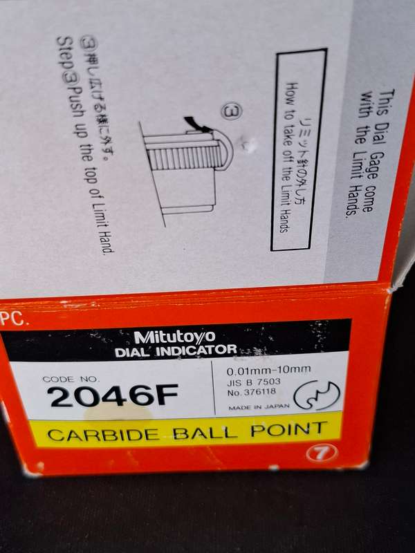 Dial Gauge 2046F Carbide ball point 0.01 mm Mitutoyo c/w Magnetic base - Kanetic CB-B