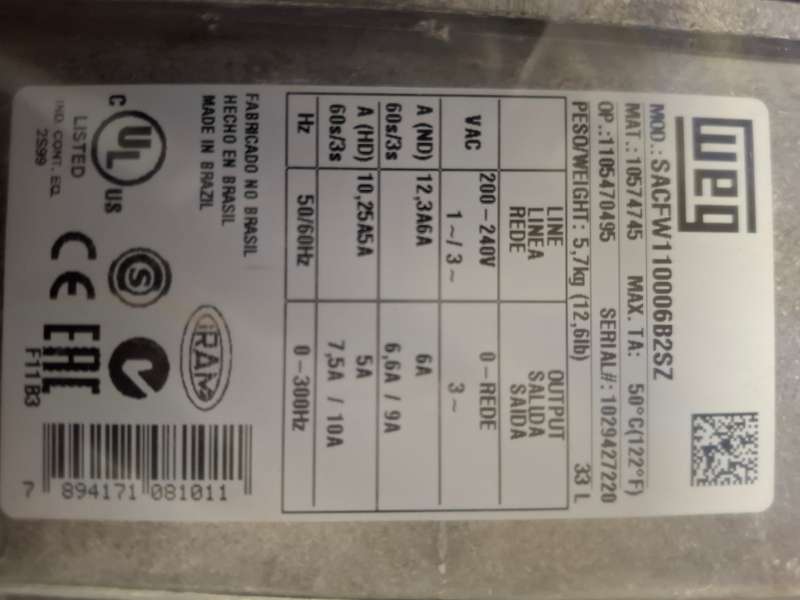 Variable Speed Drive WEG CFW-11 Vectrue Inverter