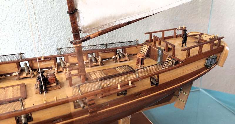 USS "Enterprise" schooner (1799) - Tall ship model housed in a glass case