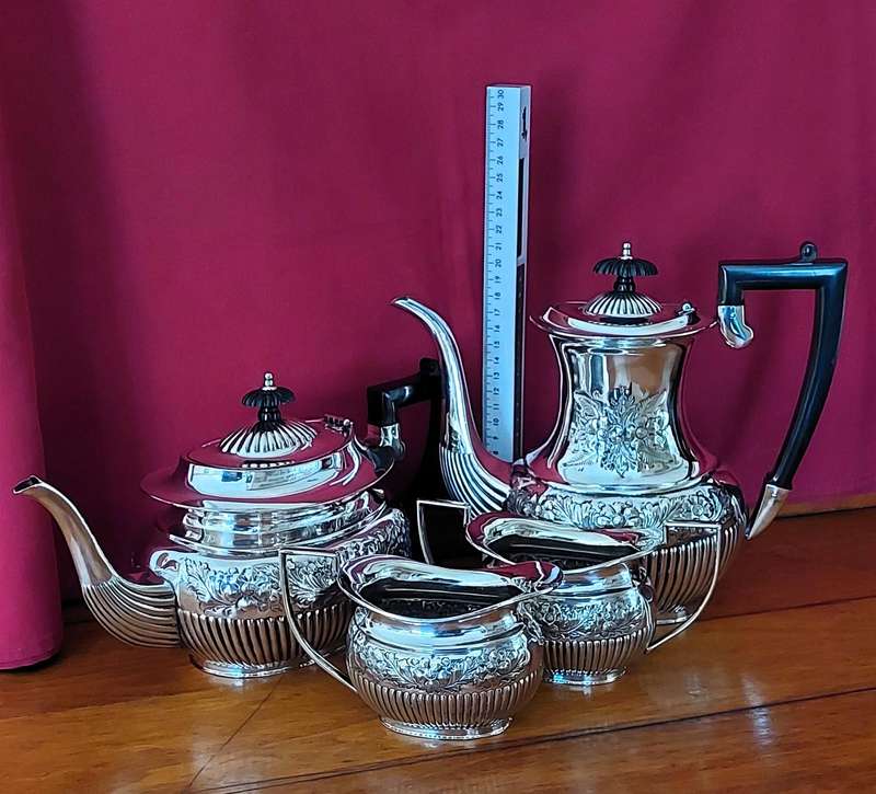 Vintage Hand chased - Set of 4 Vintage Sheffield Cameo EPNS Tea & Coffee Set