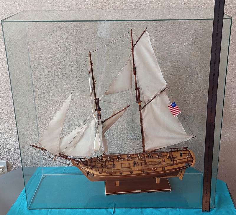 USS "Enterprise" schooner (1799) - Tall ship model housed in a glass case