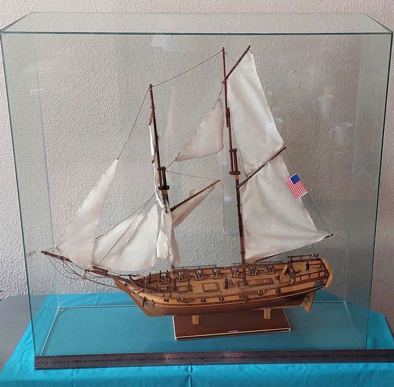 USS "Enterprise" schooner (1799) - Tall ship model housed in a glass case