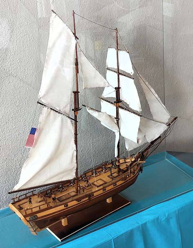 USS "Enterprise" schooner (1799) - Tall ship model housed in a glass case