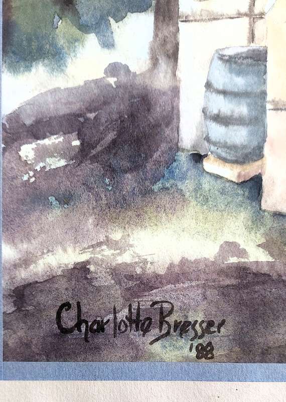 Original vintage painting of "Belvedere Church Knysna" 1988 by Charlotte Bresser