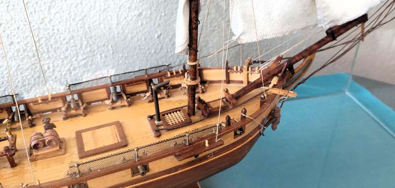 USS "Enterprise" schooner (1799) - Tall ship model housed in a glass case
