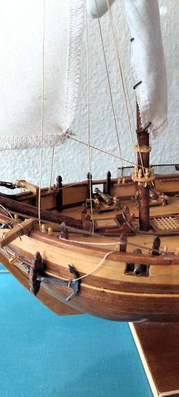 USS "Enterprise" schooner (1799) - Tall ship model housed in a glass case