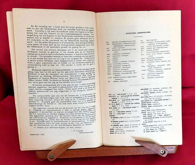 Rare Military Dictionary Part 1 - English - Afrikaans dated 1941