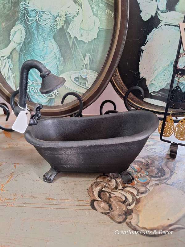 Miniature Vintage Cast Iron Bathtub