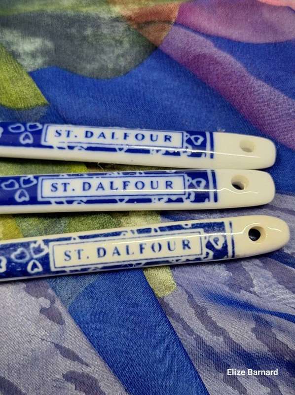 St. Balfour Set of 3 Vintage French Porcelain Jam Tea Cocktail Spoon Blue White