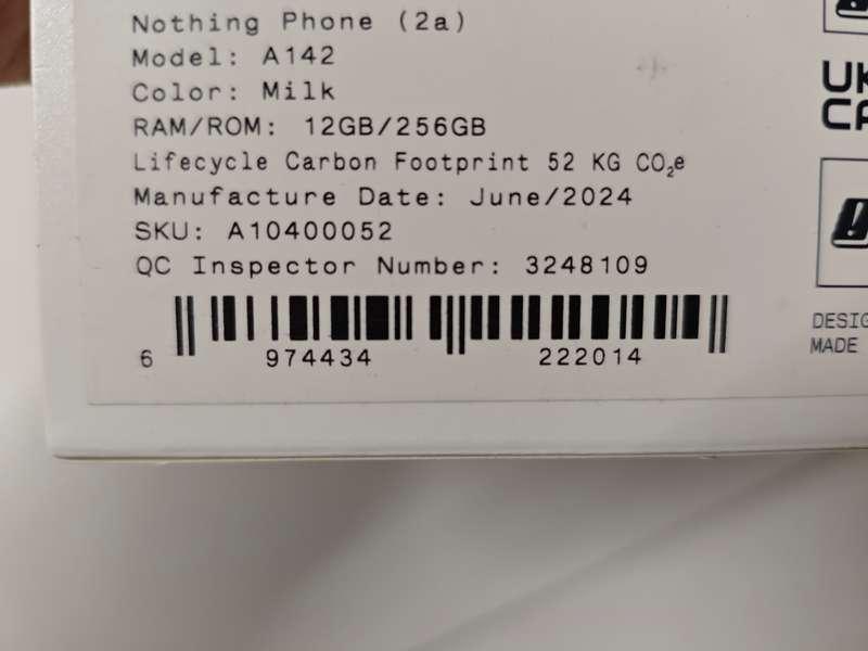 Nothing Phone 2a 5G (256GB/12GB, Dual Sim, Milk)