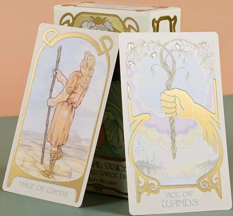 ETHEREAL VISIONS TAROT STANDARD LARGE GOLD FOILED CARDS DECK WITH GUIDEBOOK