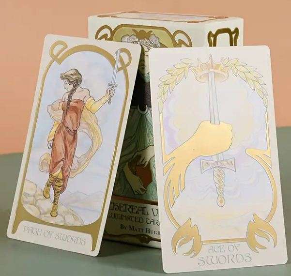 ETHEREAL VISIONS TAROT STANDARD LARGE GOLD FOILED CARDS DECK WITH GUIDEBOOK