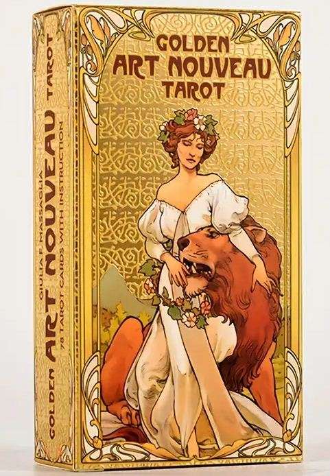GOLDEN ART NOUVEAU TAROT STANDARD LARGE GOLD FOILED CARDS DECK WITH GUIDEBOOK