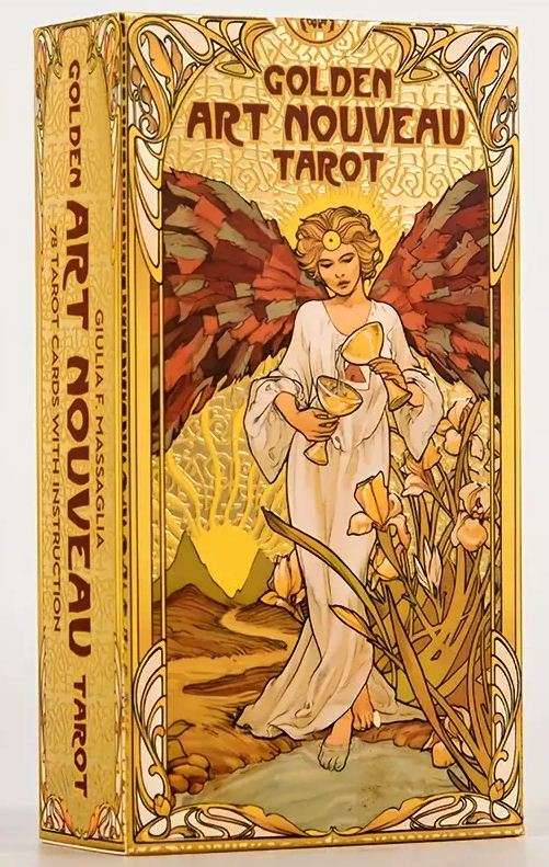 GOLDEN ART NOUVEAU TAROT STANDARD LARGE GOLD FOILED CARDS DECK WITH GUIDEBOOK